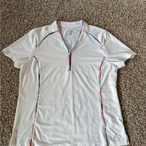 Tribal Sport Short Sleeve White Zip with Colorful Trim